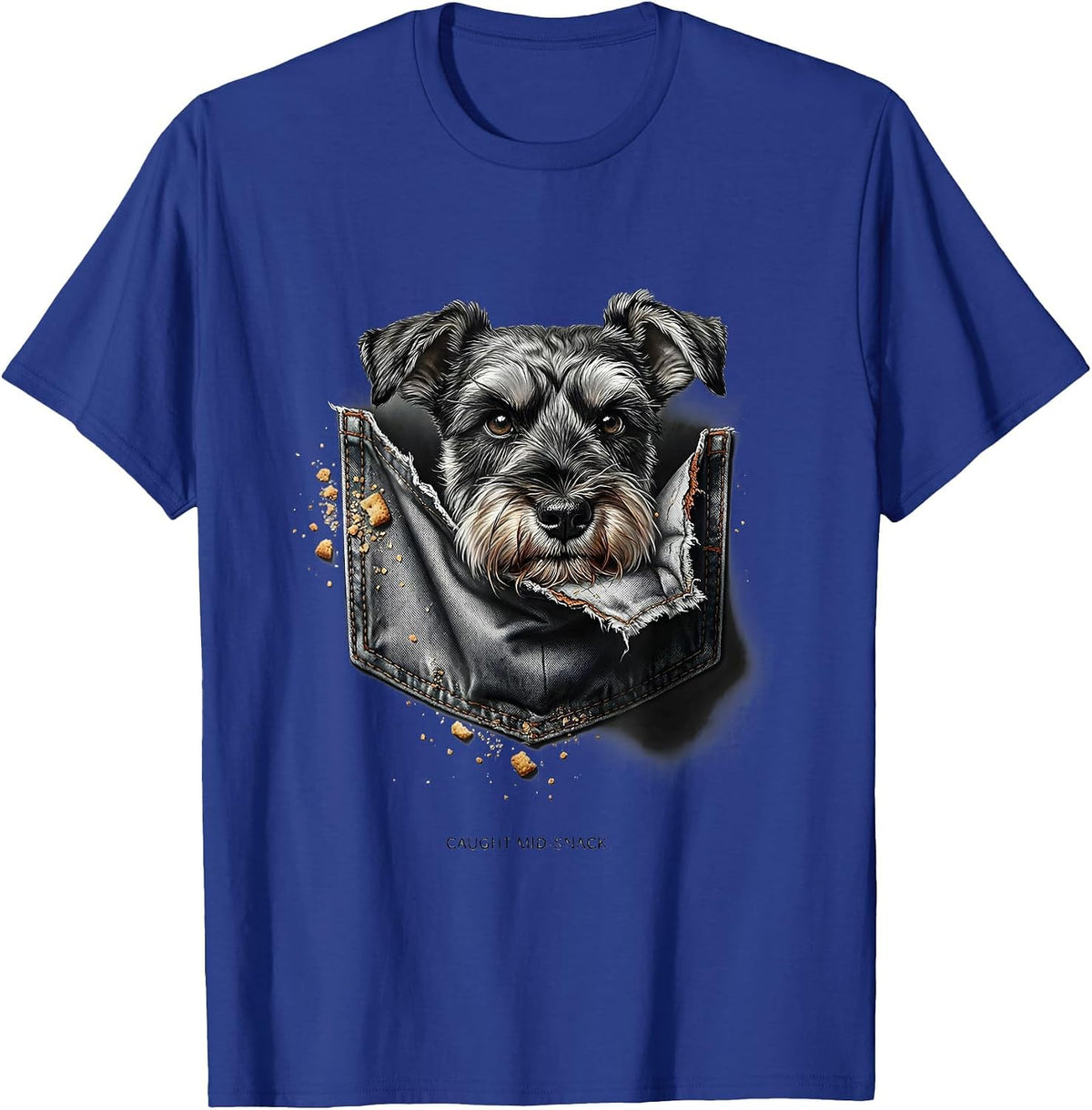 Men's Caught Mid-Snack Trompe L'oeil Miniature Schnauzer Lover T-Shirt - Royal Blue