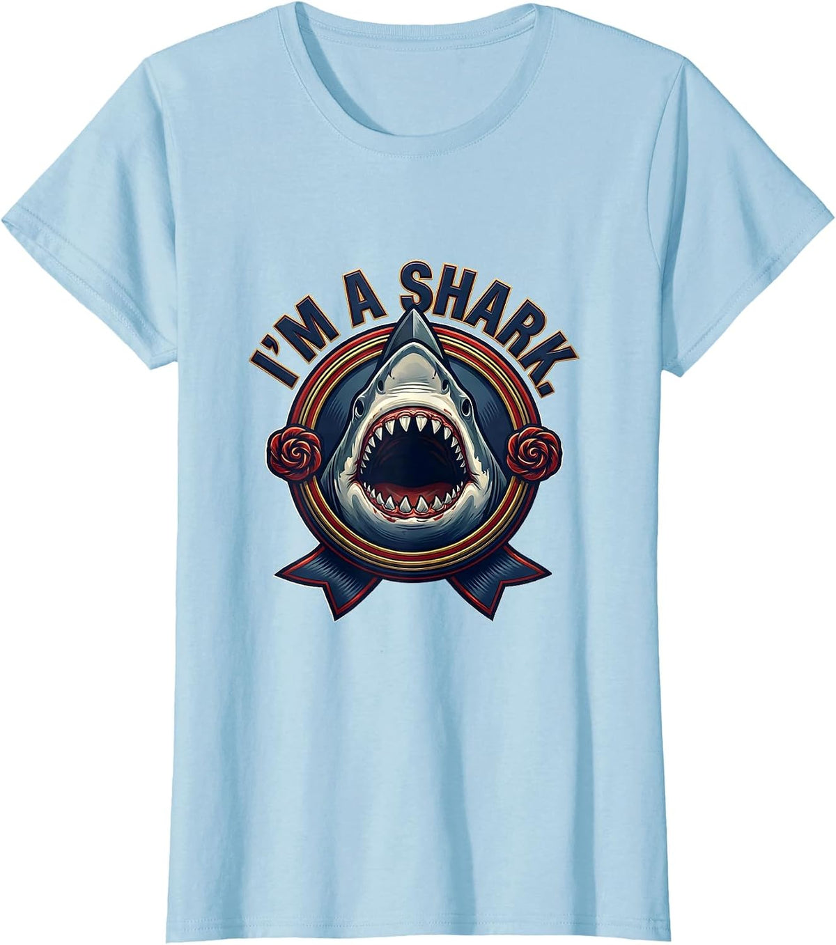 Women's I'm A Shark Funny Shark Jaw Halloween Costume Ocean Animal T-Shirt - Baby Blue
