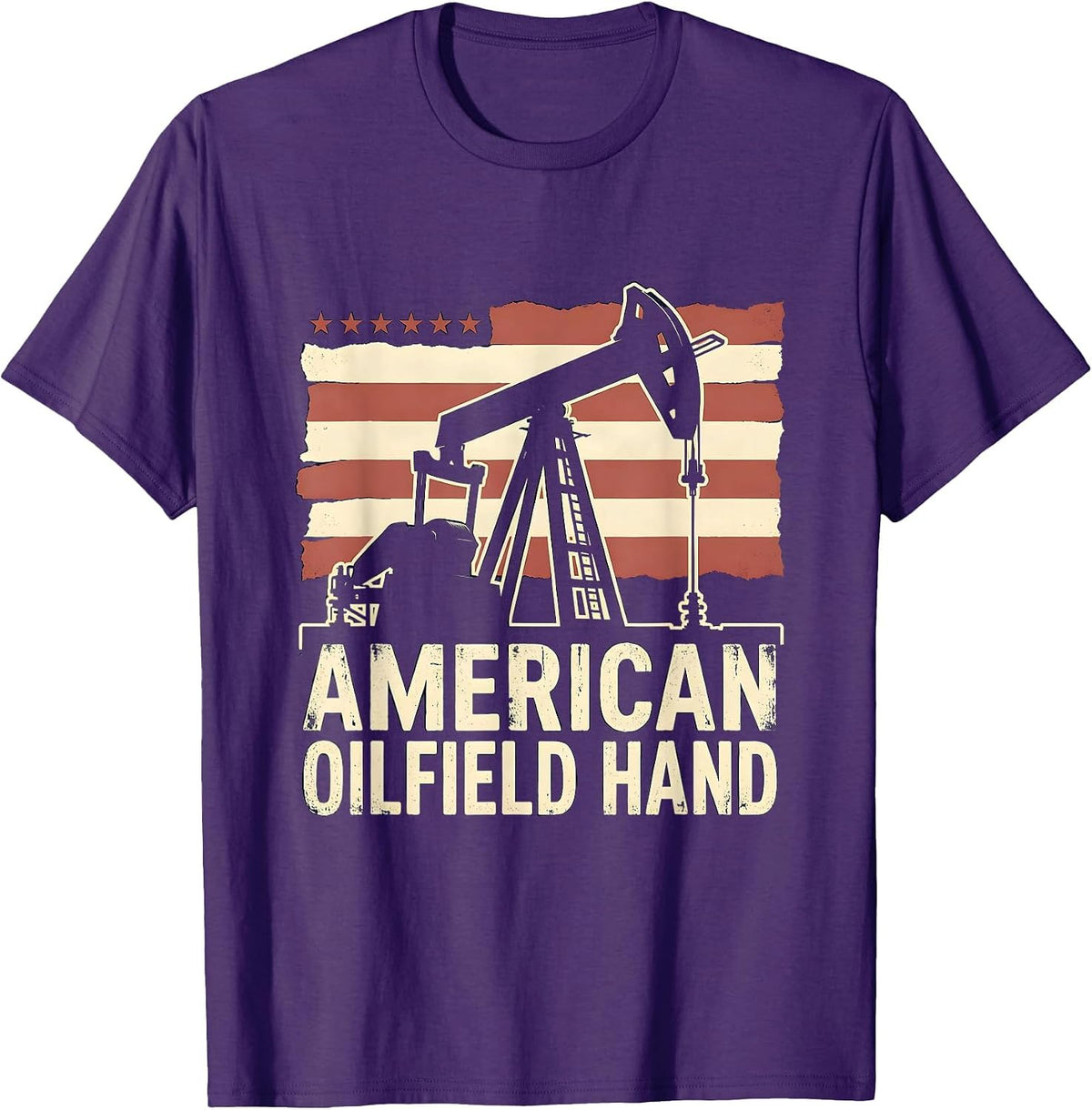 American Oilfield Hand Patriotic Oil Rig Trucker Occupation T-Shirt - Purple