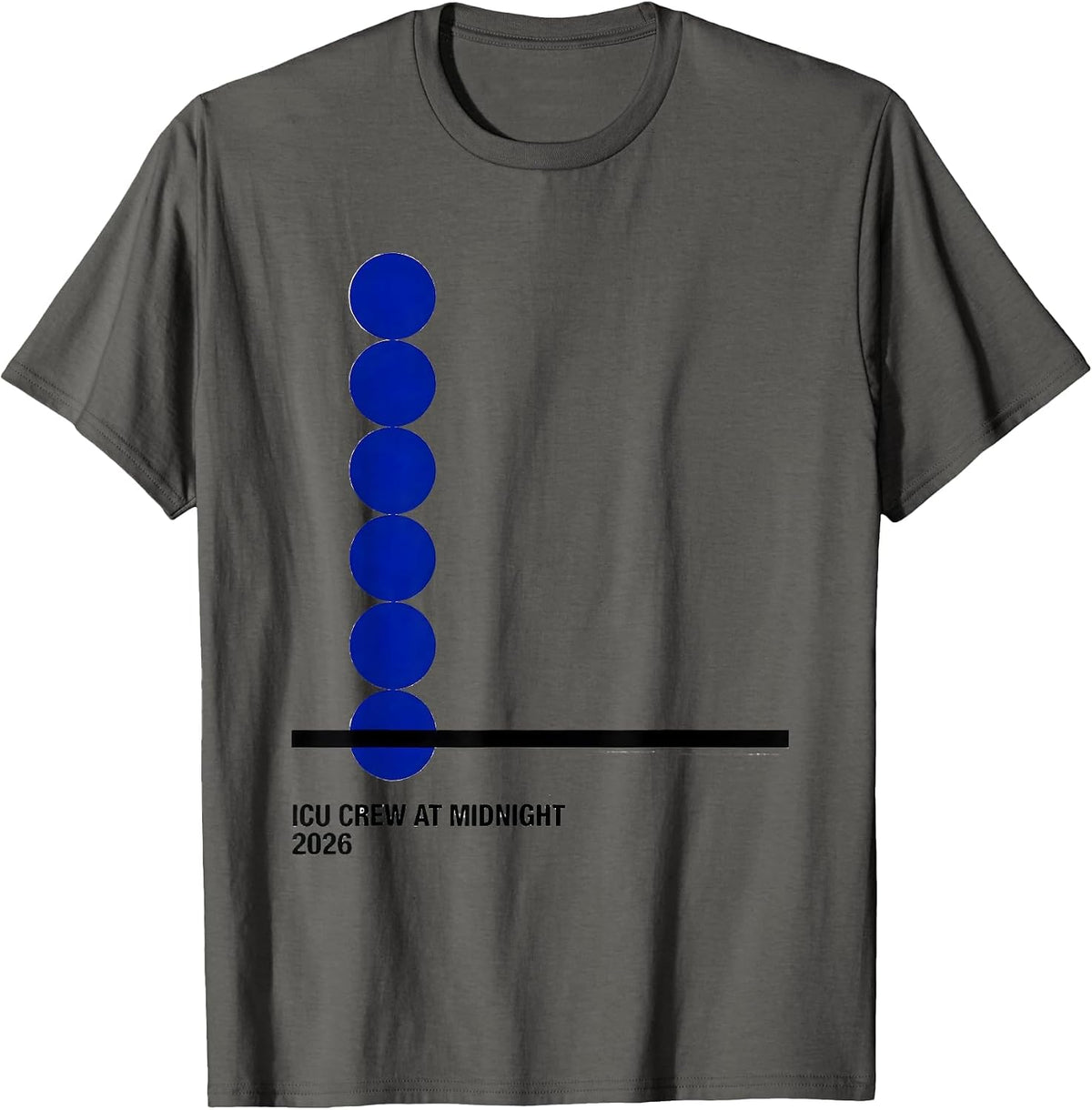 Men's ICU Crew At Midnight 2026 Nurse New Year Eve Party T-Shirt - Asphalt Grey