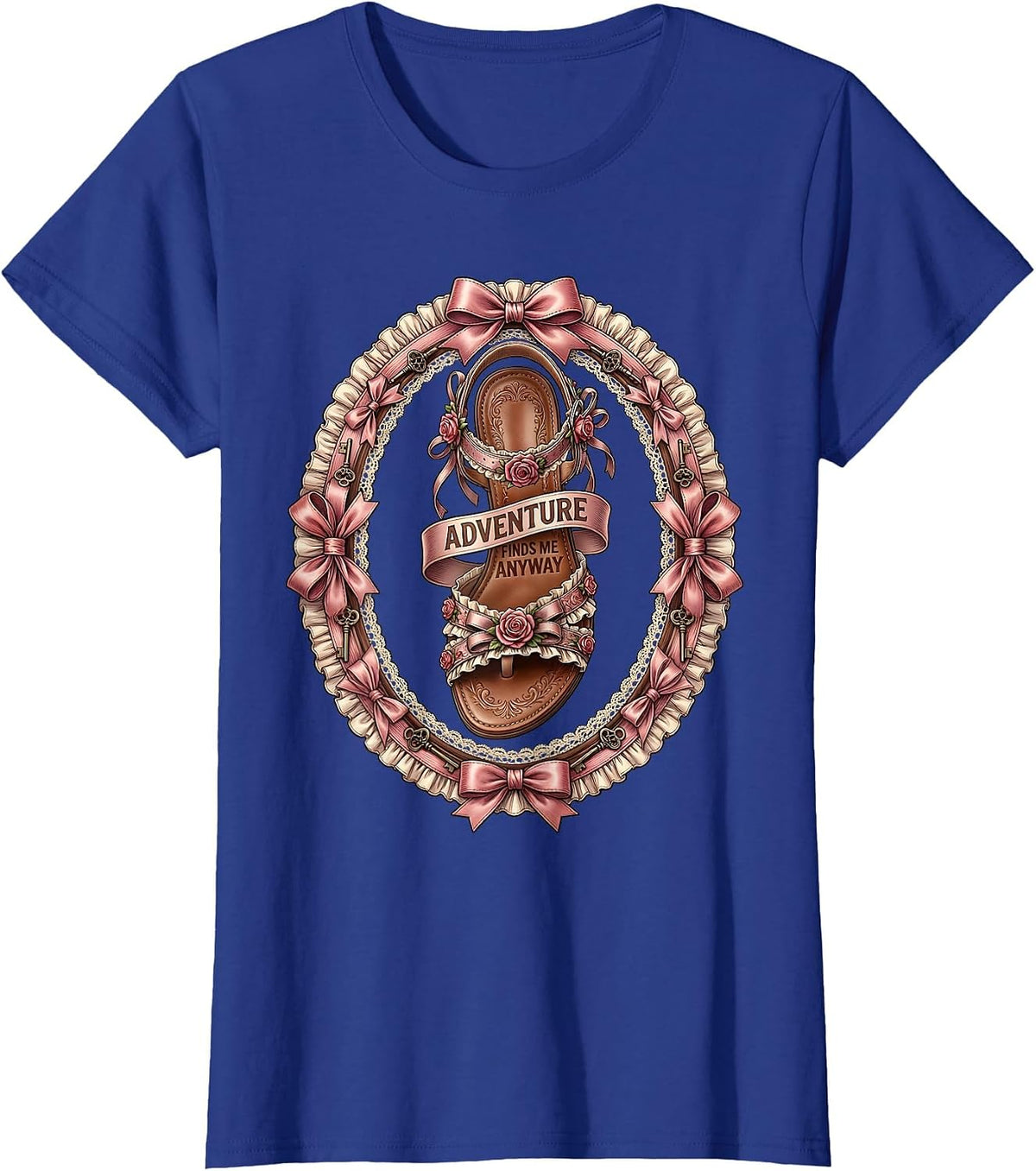 Women's Adventure Finds Me Anyway Outdoor Sandal Life T-Shirt - Royal Blue