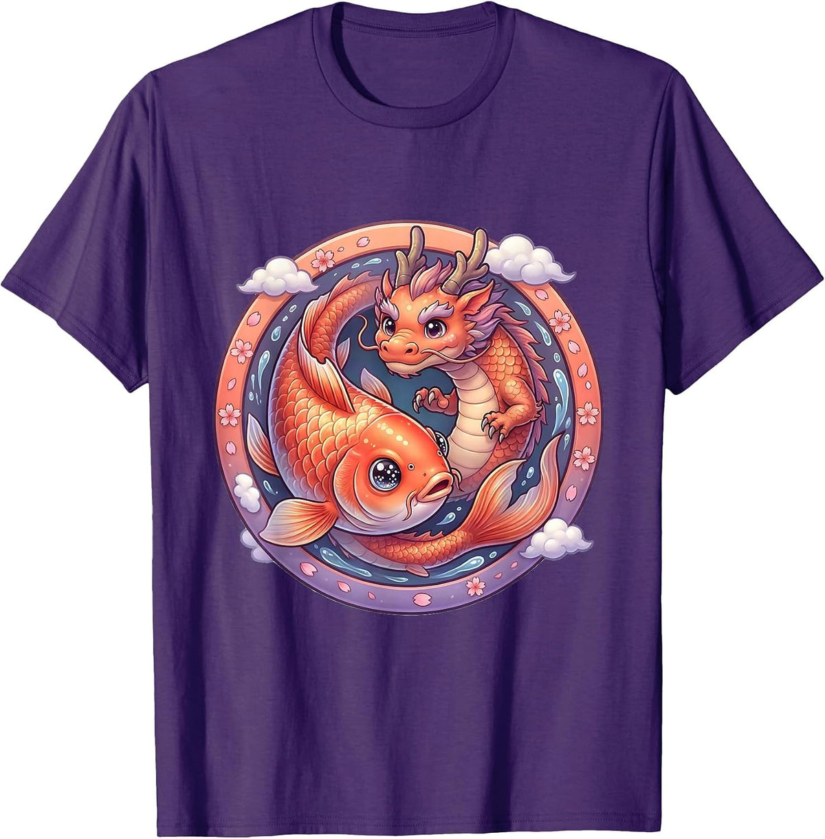 Koi to Dragon Transformation Anime Art T-Shirt - Purple