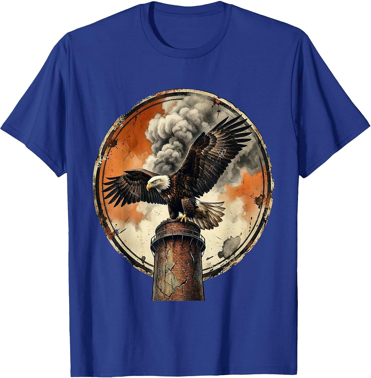 Milwaukee Bald Eagle Industrial Smokestack Design T-Shirt - Royal Blue