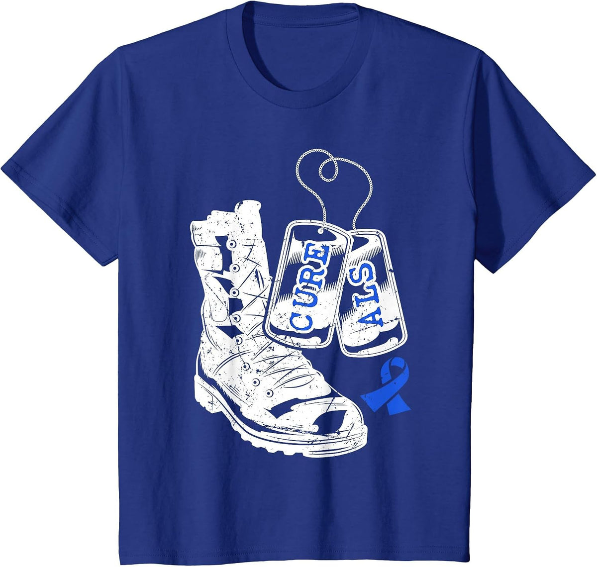 ALS Awareness Proud Military Family Veteran Memorial Day T-Shirt - Royal Blue