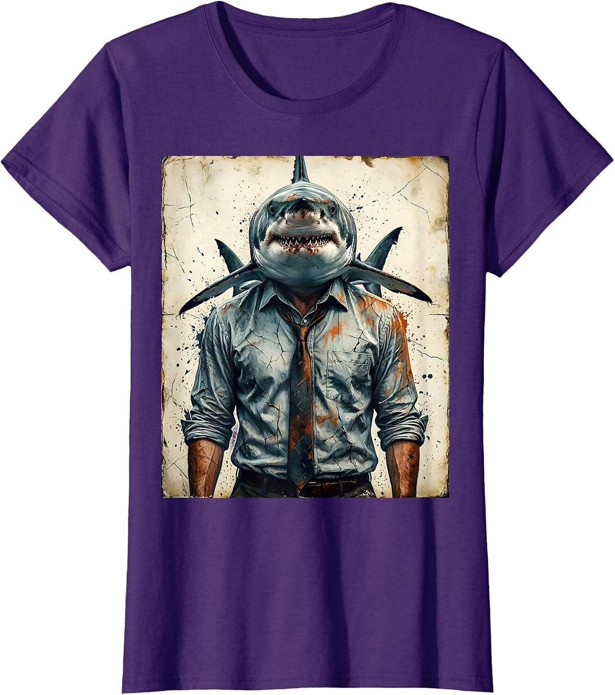 Women's Shark In Business Casual Office Attire Funny T-Shirt - Purple
