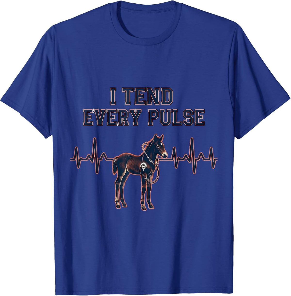 I Tend Every Pulse Veterinary Tech Vet Halloween Occupation T-Shirt - Royal Blue