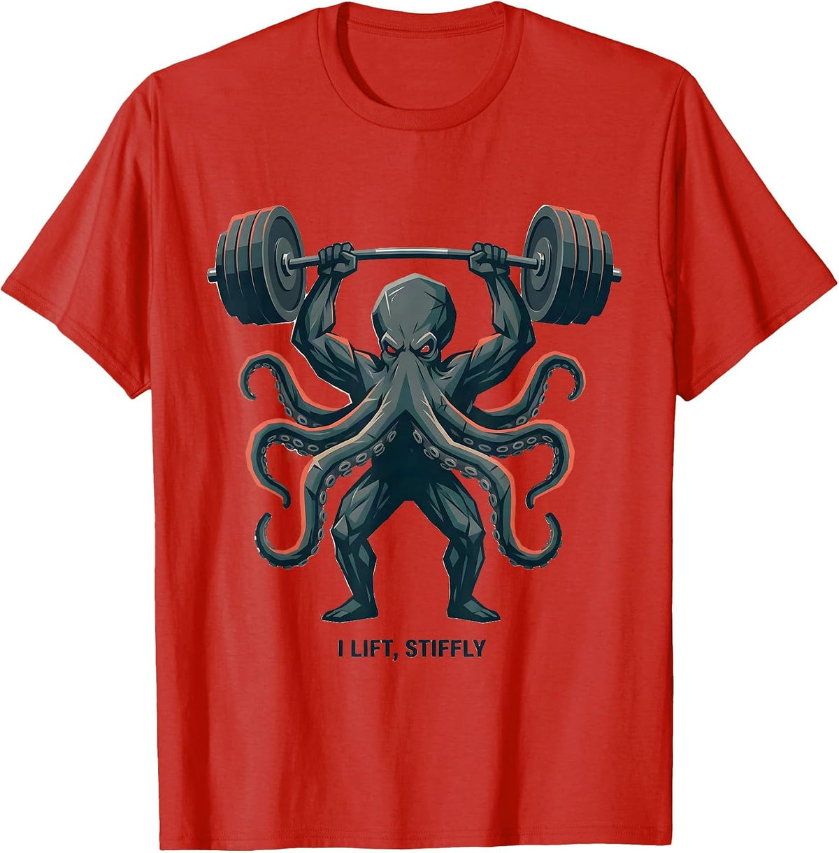 Men's I Lift, Stiffly Funny Gym Workout Weightlifting Humor T-Shirt - Red
