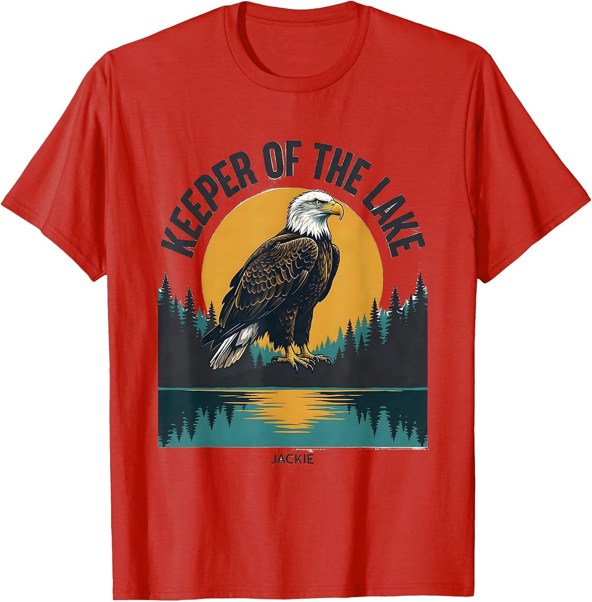 Men's Keeper of the Lake Jackie Bald Eagle Memorial Tribute T-Shirt - Red