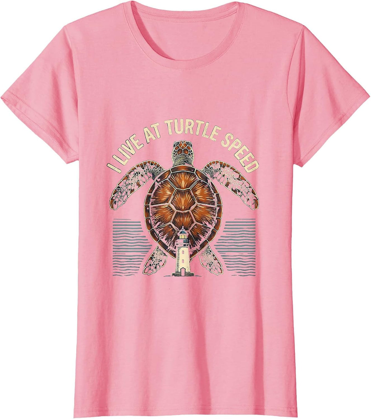Women's I Live At Turtle Speed Vintage Sea Turtle Lover Humor T-Shirt - Pink