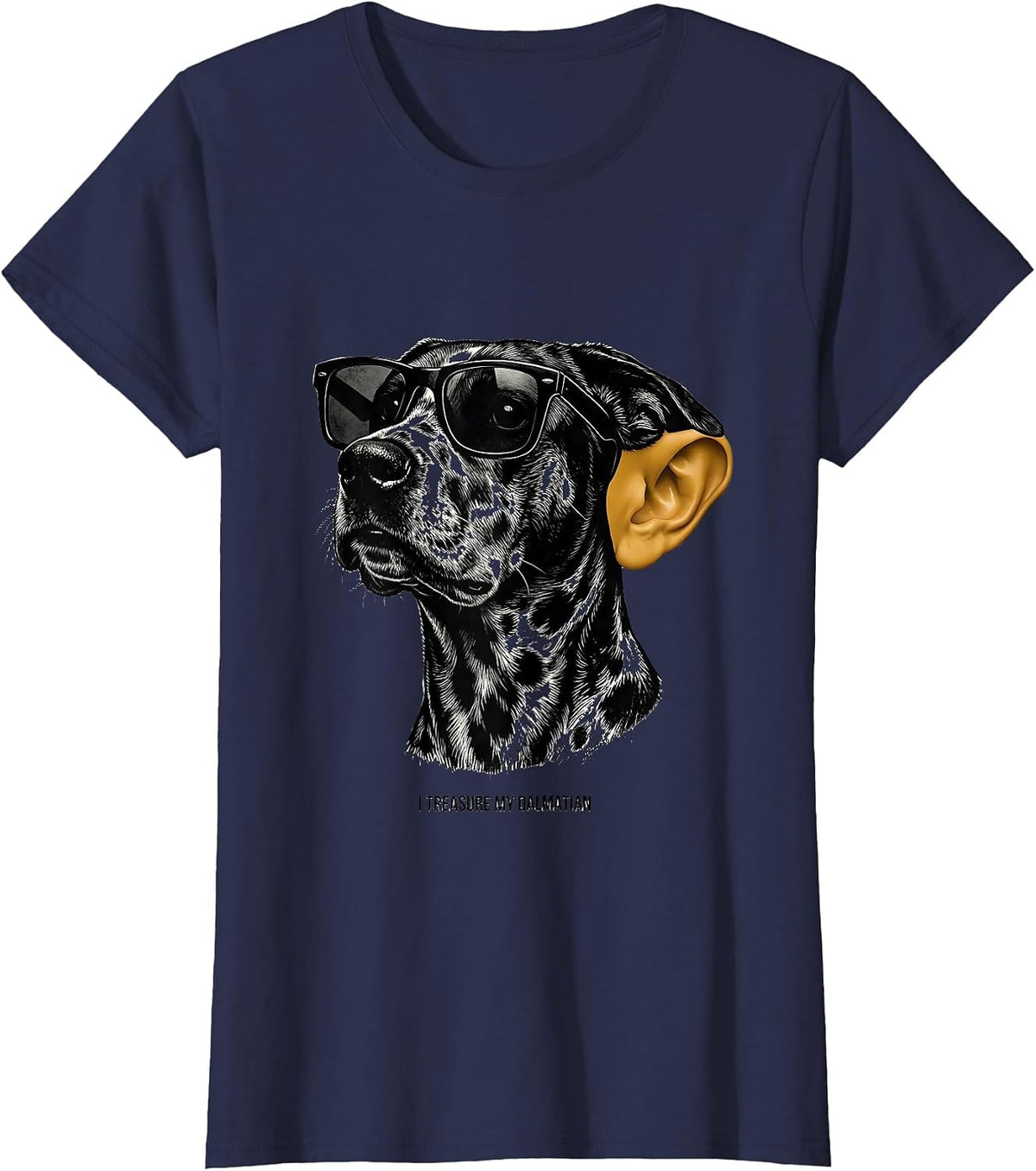 Women's I Treasure My Dalmatian Funny Dalmatian Dog Breed Portrait T-Shirt - Navy Blue
