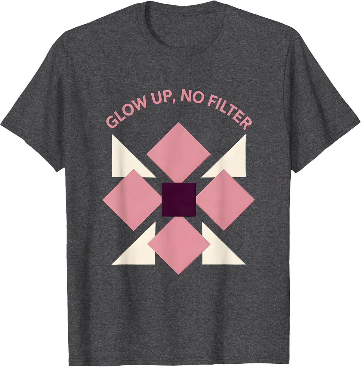 Glow Up No Filter K-Beauty Skincare Design T-Shirt - Dark Heather Grey