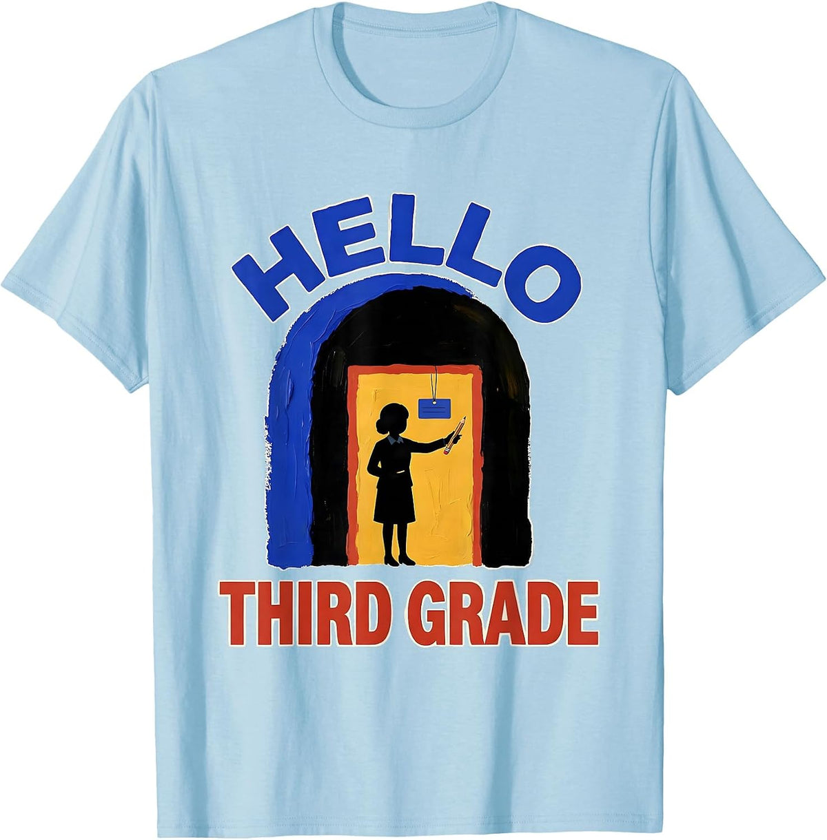 Men's Hello Third Grade Playful Back to School First Day of School T-Shirt - Baby Blue