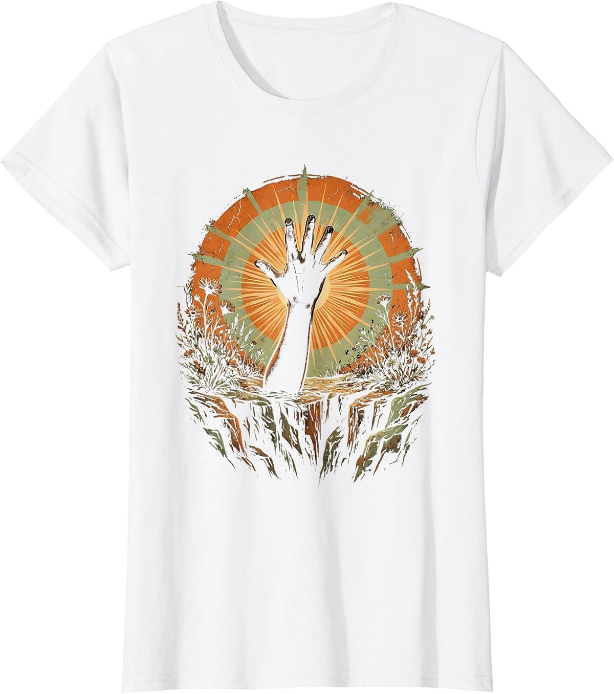 Rock Climber Reaching the Summit Graphic T-Shirt - White