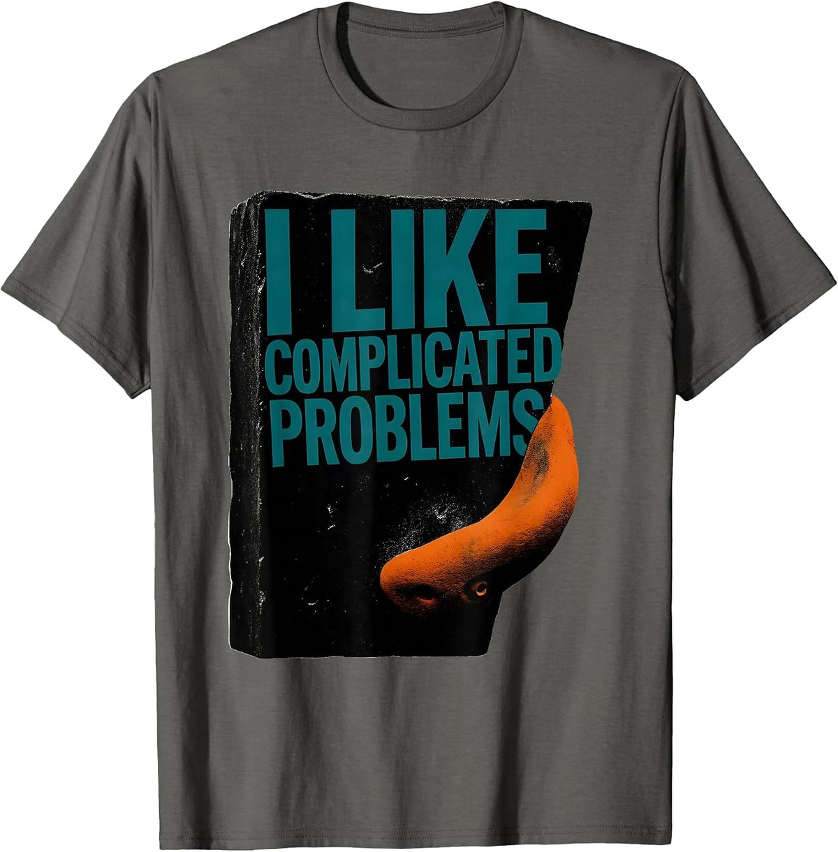 I Like Complicated Problems Funny Rock Climbing Bouldering T-Shirt - Asphalt Grey