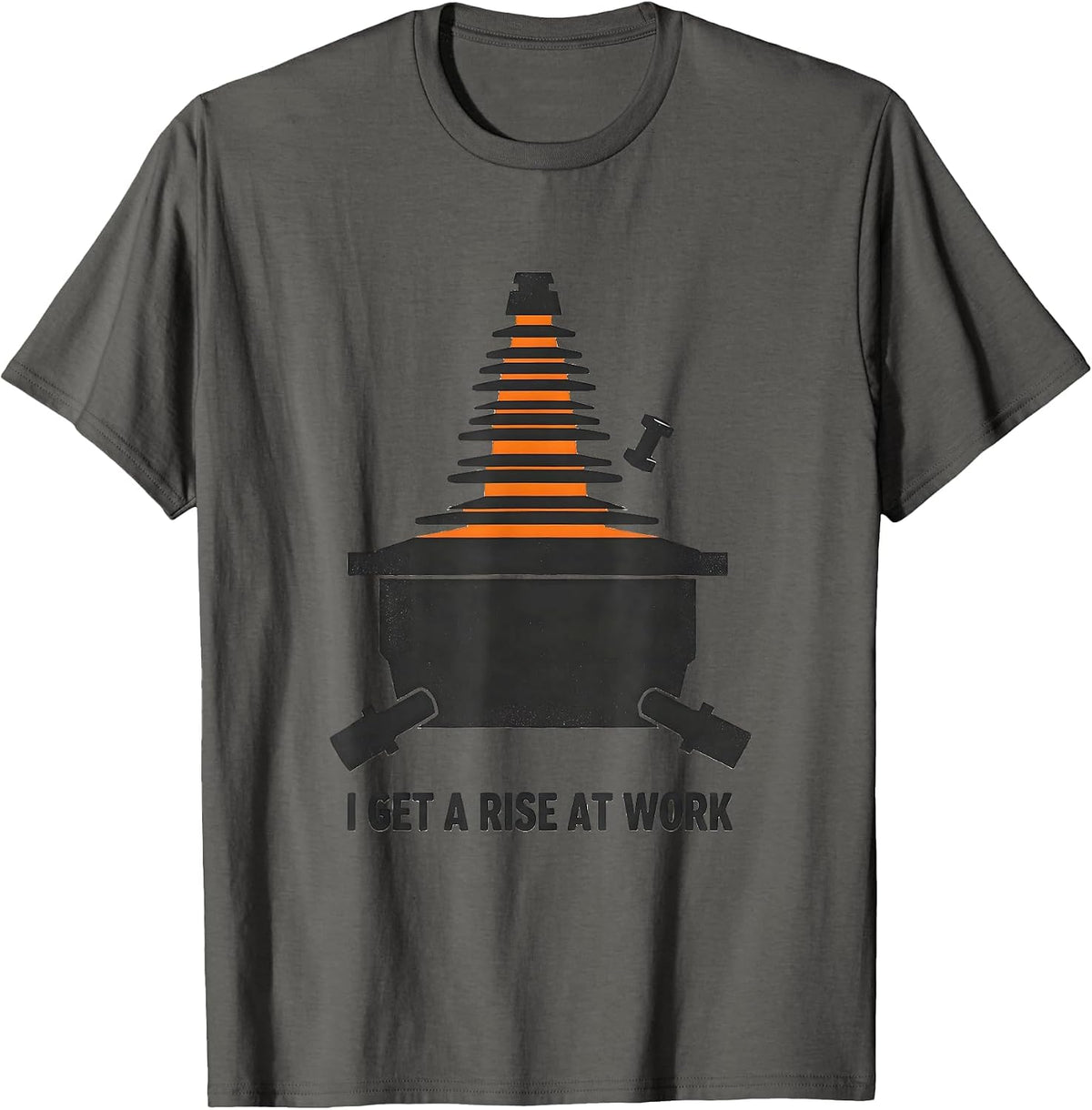 Men's I Get A Rise At Work Funny Electrician Skeleton Lineman Gift T-Shirt - Asphalt Grey