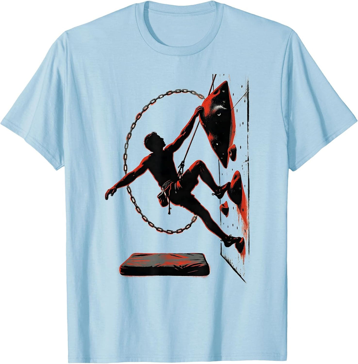 Men's Climbing Silhouette Bouldering Enthusiast Humor T-Shirt - Baby Blue