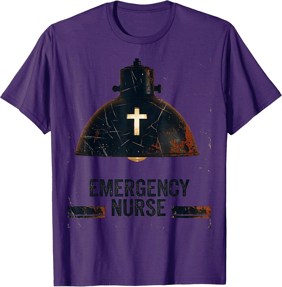 Men's Emergency Nurse Distressed Vintage Nursing Lamp Nurse T-Shirt - Purple