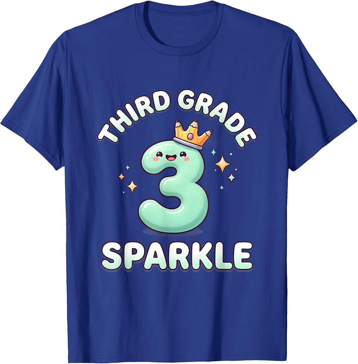 Men's Third Grade Sparkle Cute Kawaii Back to School Grade Girl T-Shirt - Royal Blue
