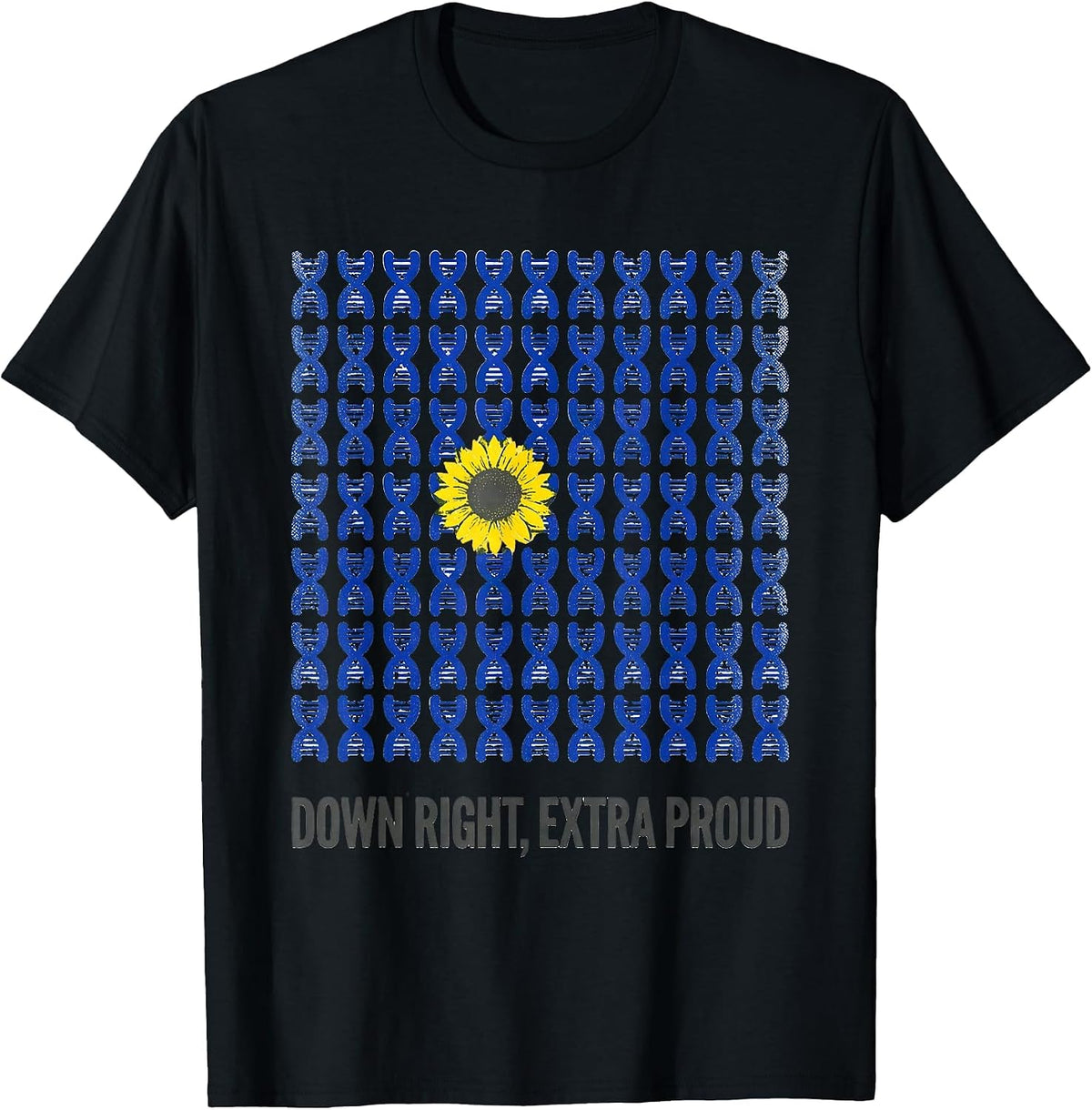 Men's Down Right Extra Proud Heartfelt Down Syndrome Awareness T-Shirt - Black