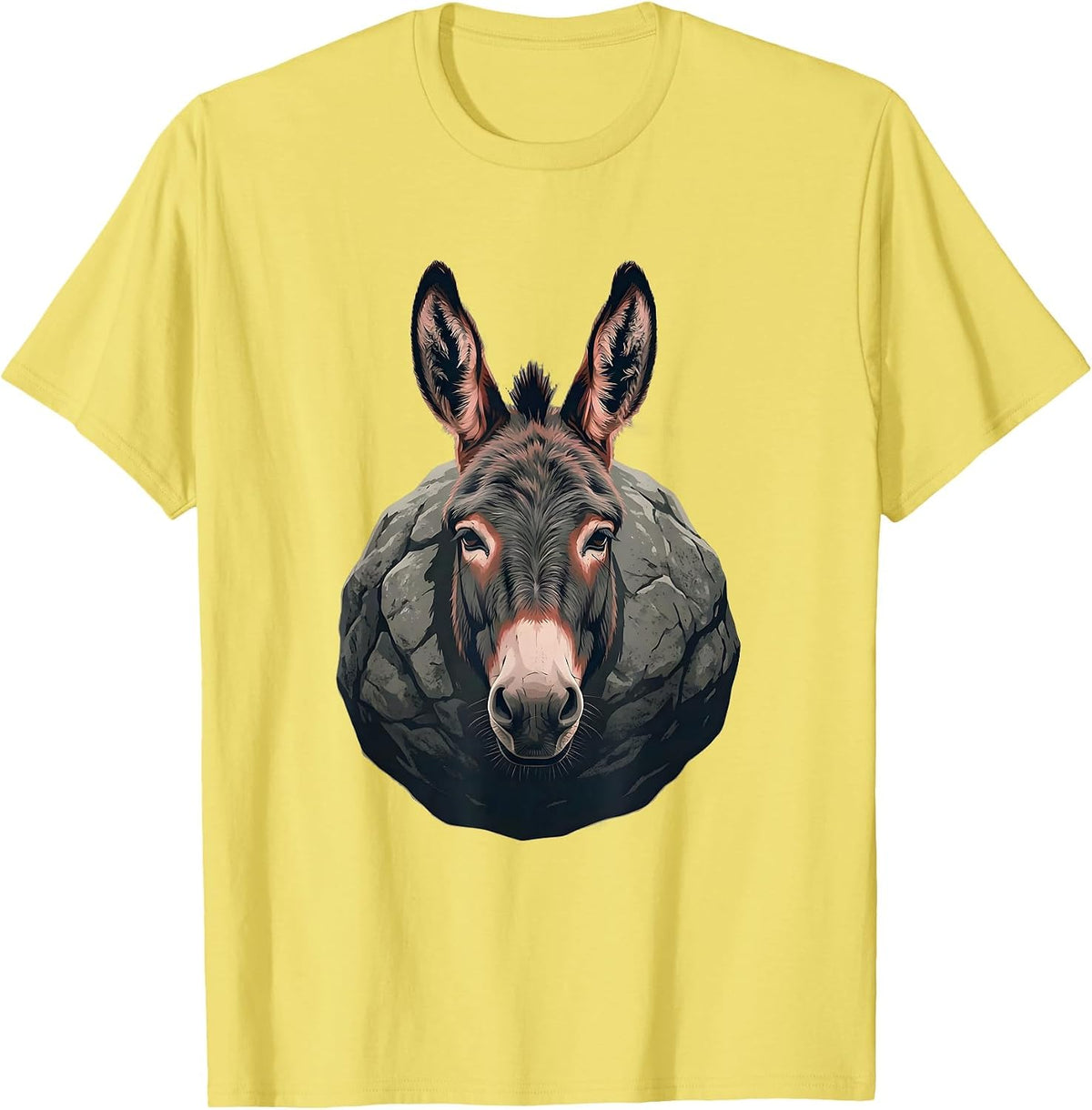 Men's Donkey Head Stone Funny Farm Animal Humor T-Shirt - Lemon Yellow