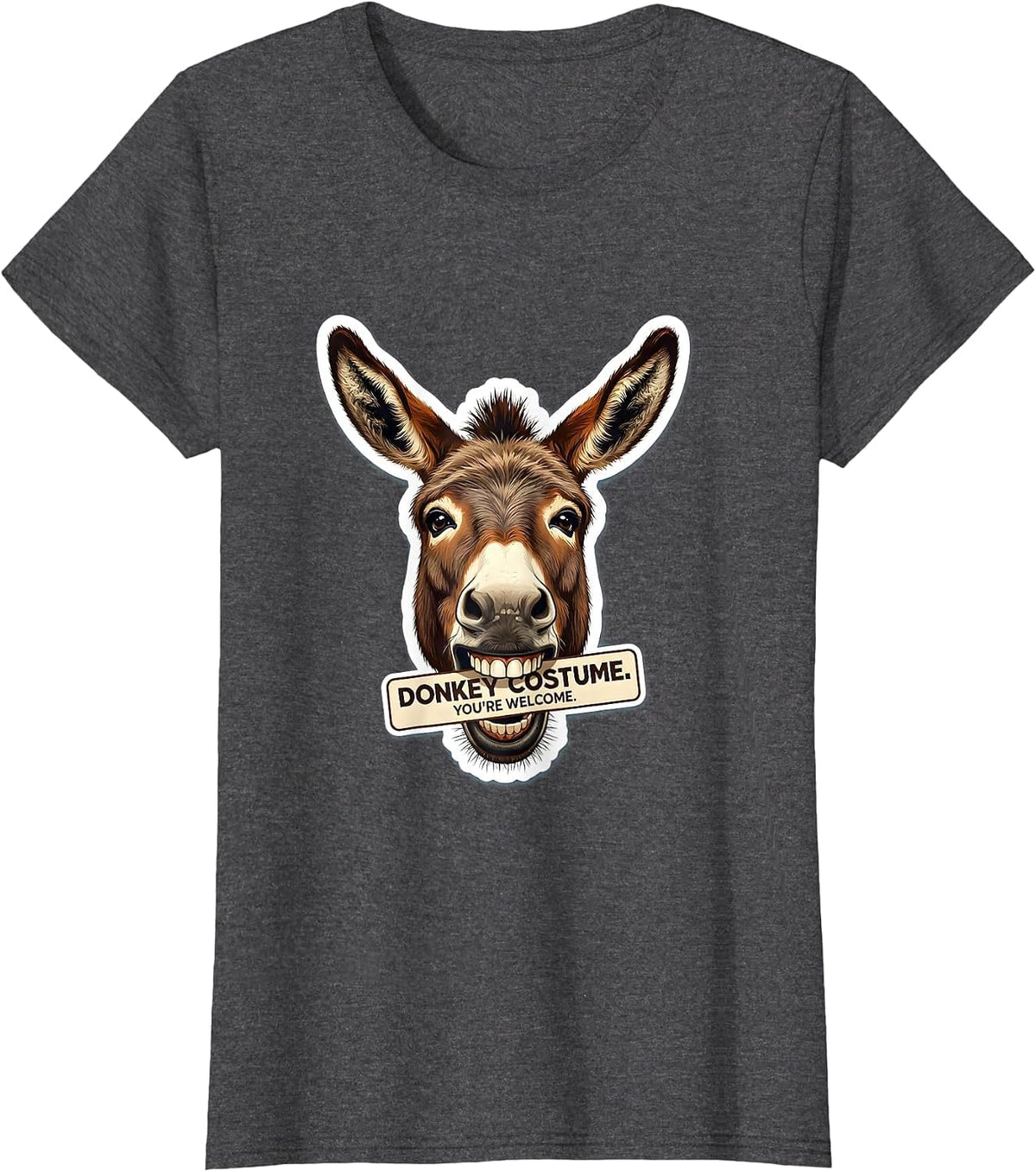 Women's Donkey Costume You're Welcome Funny Animal Lover Humor T-Shirt - Dark Heather Grey