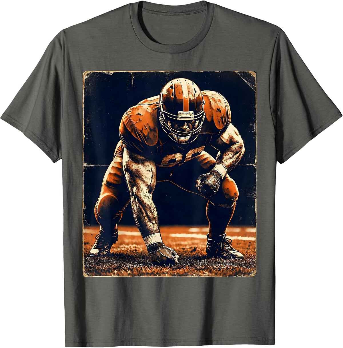 Bend and Snap Football Lineman Squat Graphic T-Shirt - Asphalt Grey