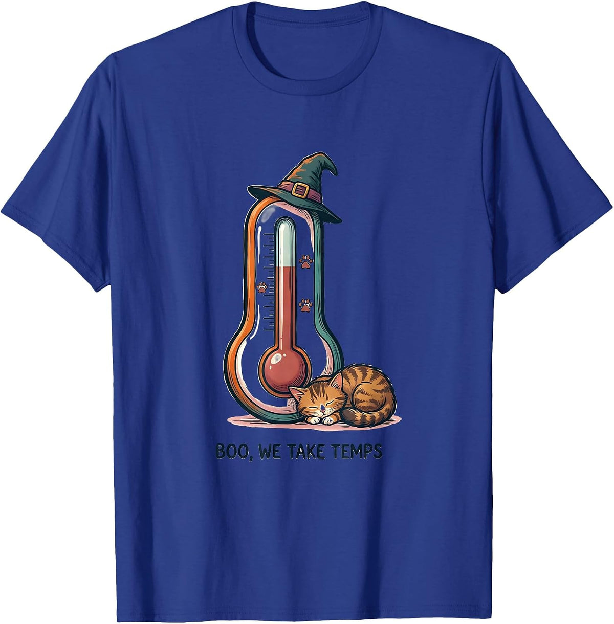 Men's Boo We Take Temps Funny Vet Tech Halloween Workplace Humor T-Shirt - Royal Blue
