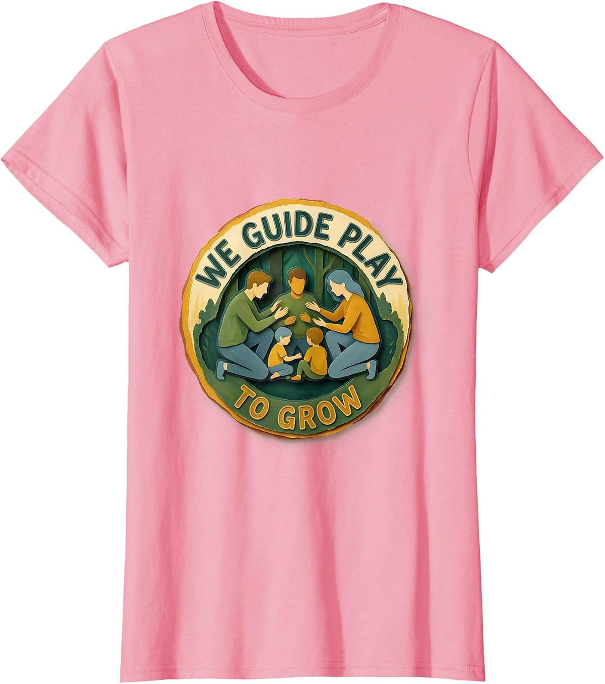 Women's We Guide Play To Grow Storybook Preschool Teacher Back To T-Shirt - Pink