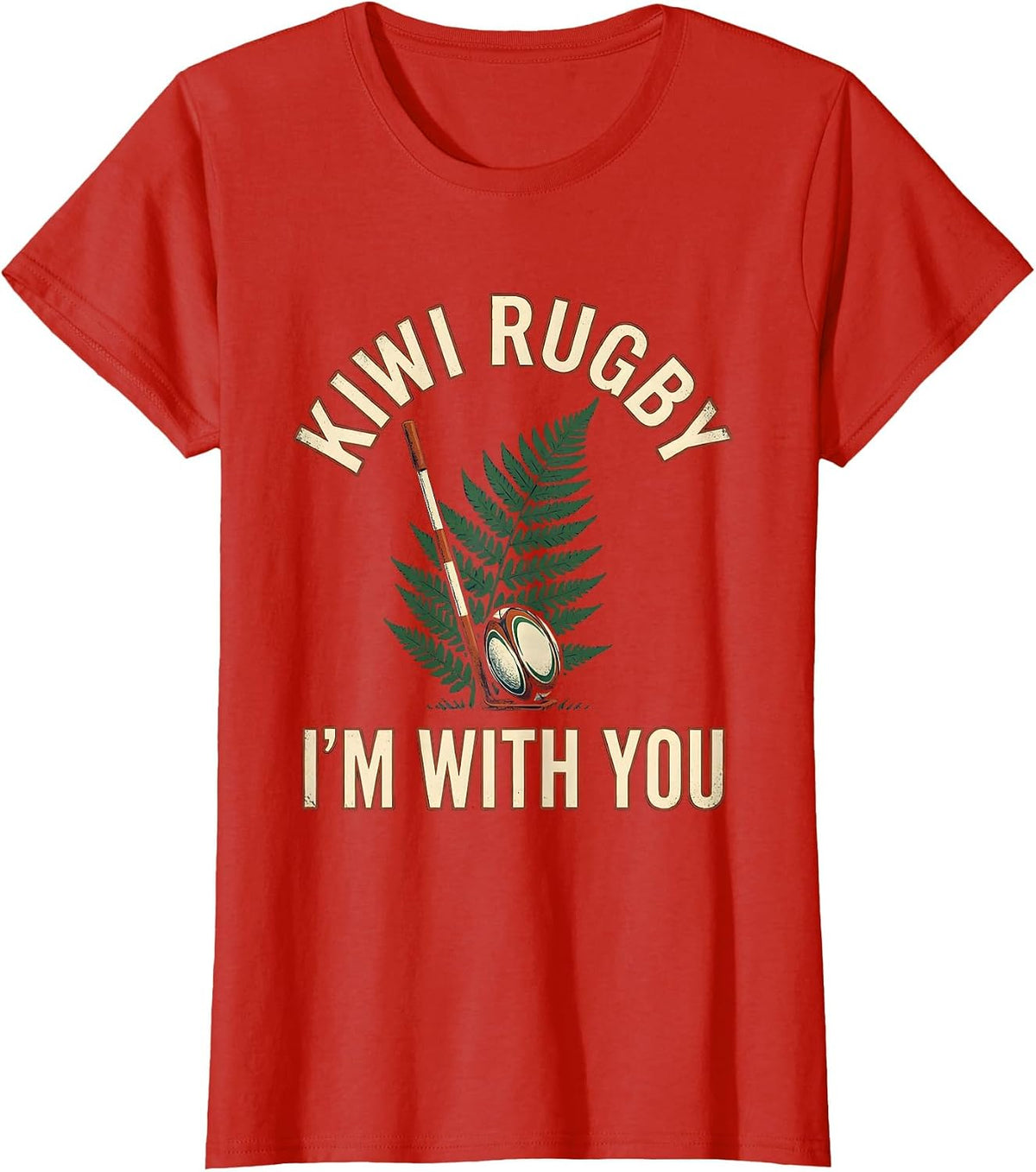 Women's Kiwi Rugby, I’m With You Vintage New Zealand Rugby Fan Gift T-Shirt - Red