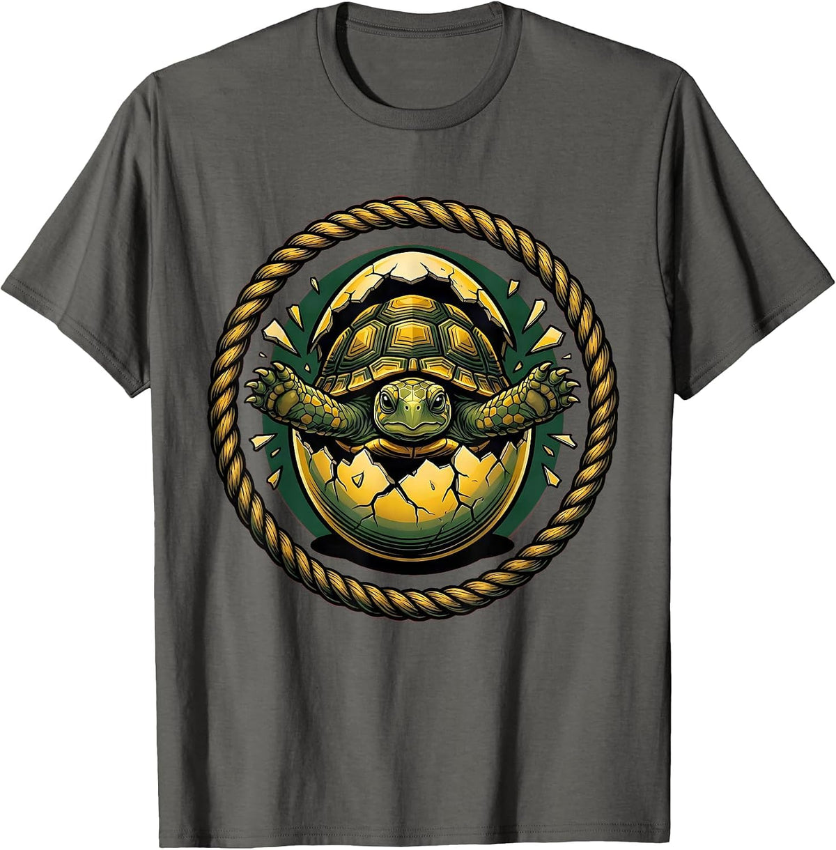 Men's Tiny Turtle Hatching From Egg Cute Wildlife Art T-Shirt - Asphalt Grey