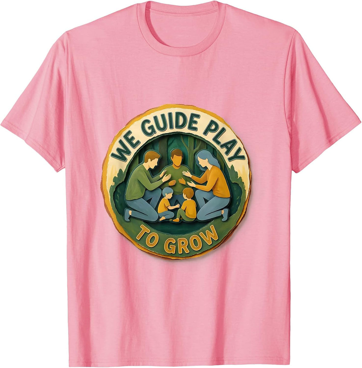 Men's We Guide Play To Grow Storybook Preschool Teacher Back To T-Shirt - Pink