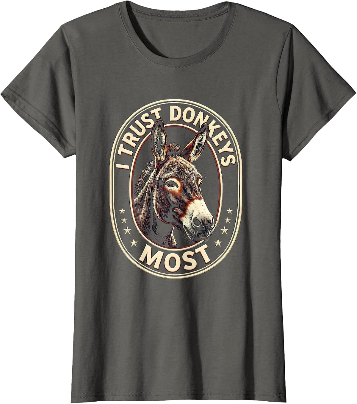 Women's I Trust Donkeys Most Funny Vintage Donkey Farm Animal Humor T-Shirt - Asphalt Grey