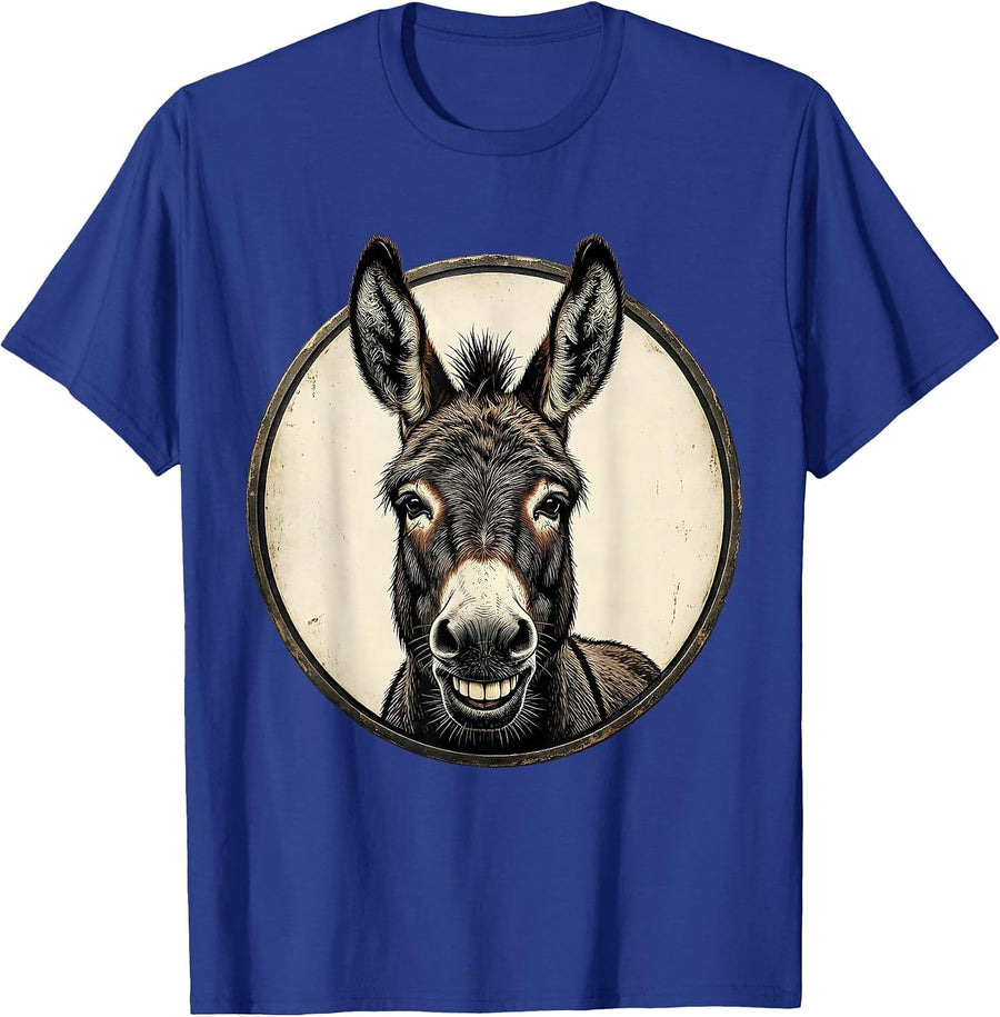 Donkey Face Vintage Funny Farm Animal Lover T-Shirt - Royal Blue