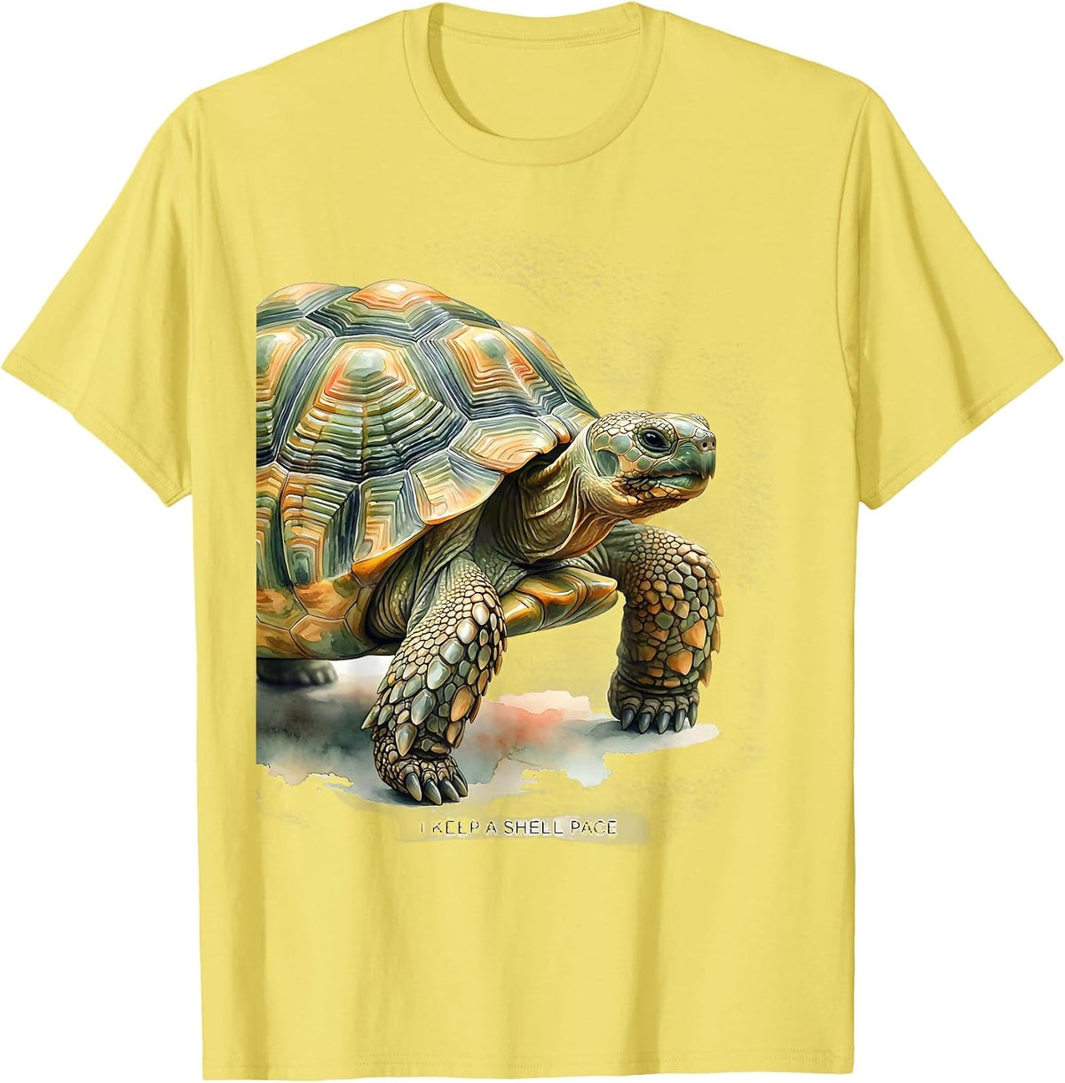 Men's I Keep A Shell Pace Funny Turtle Lover Pet Owner Humor T-Shirt - Lemon Yellow