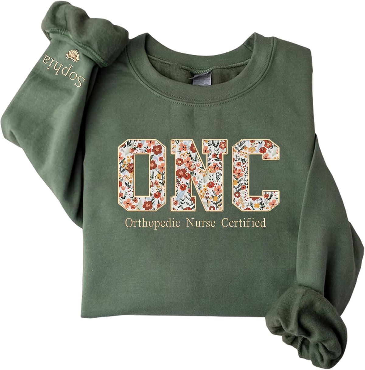Custom Name & Job Title Sweatshirt, Embroidered Gift for Teachers, Nurses, OT, Realtor, Wellness Workers - Orthopedic Nurse