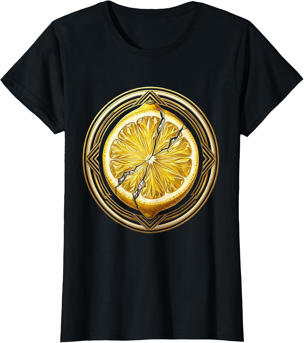 Giant Lemon Geode Cracked Open Graphic Tee T-Shirt - Black