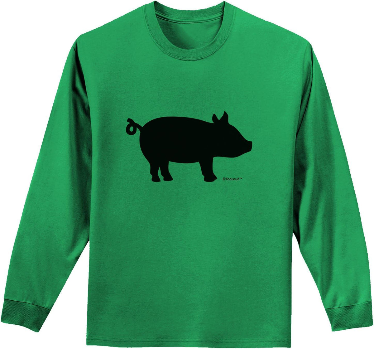 TOOLOUD Pig Silhouette Design Adult Long Sleeve Shirt - Kelly-green
