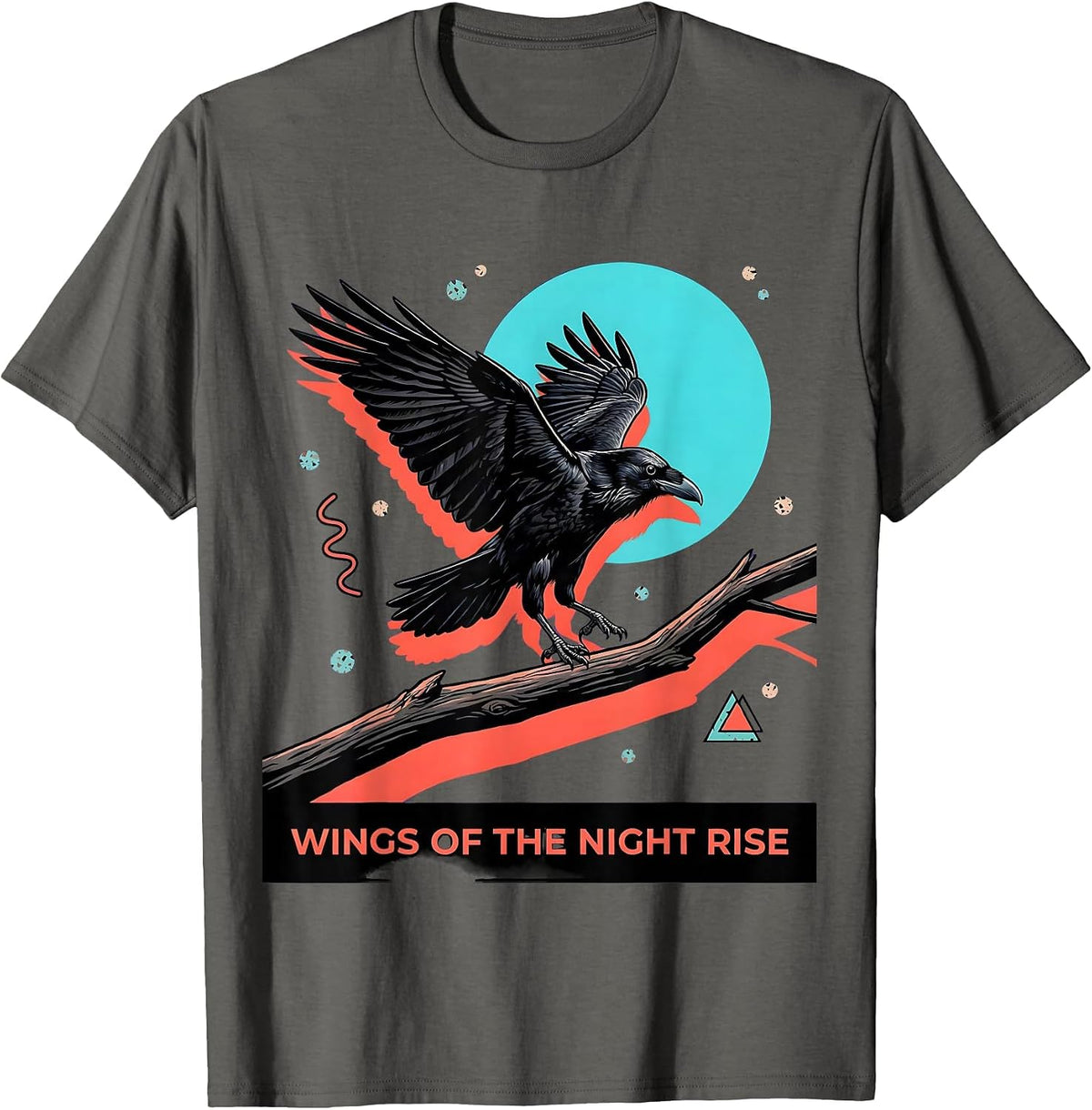 Men's Wings of the Night Rise Halloween Raven Design T-Shirt - Asphalt Grey