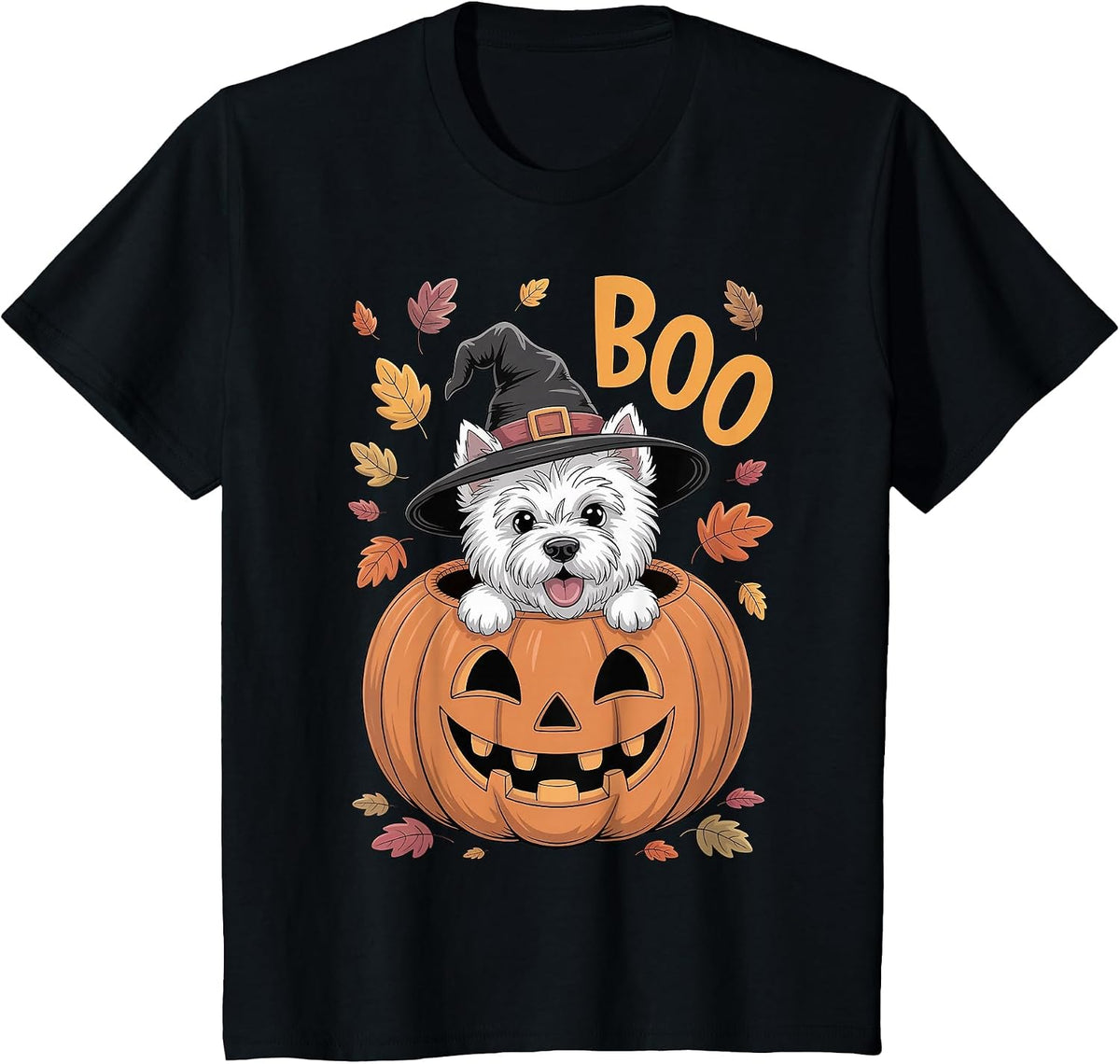 Westie Costume Pumpkin Halloween West Highland White Terrier T-Shirt - Black