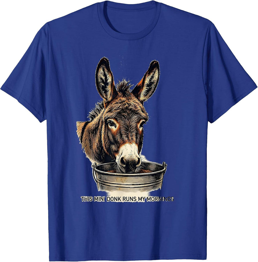 This Mini Donk Runs My Mornings Vintage Funny Donkey Lover T-Shirt - Royal Blue