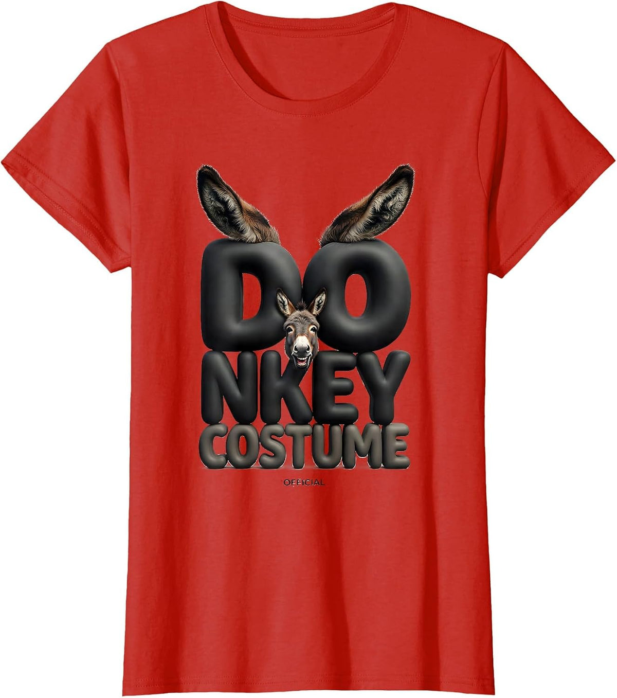 Women's Official Donkey Costume Funny Animal Humor Novelty T-Shirt - Red