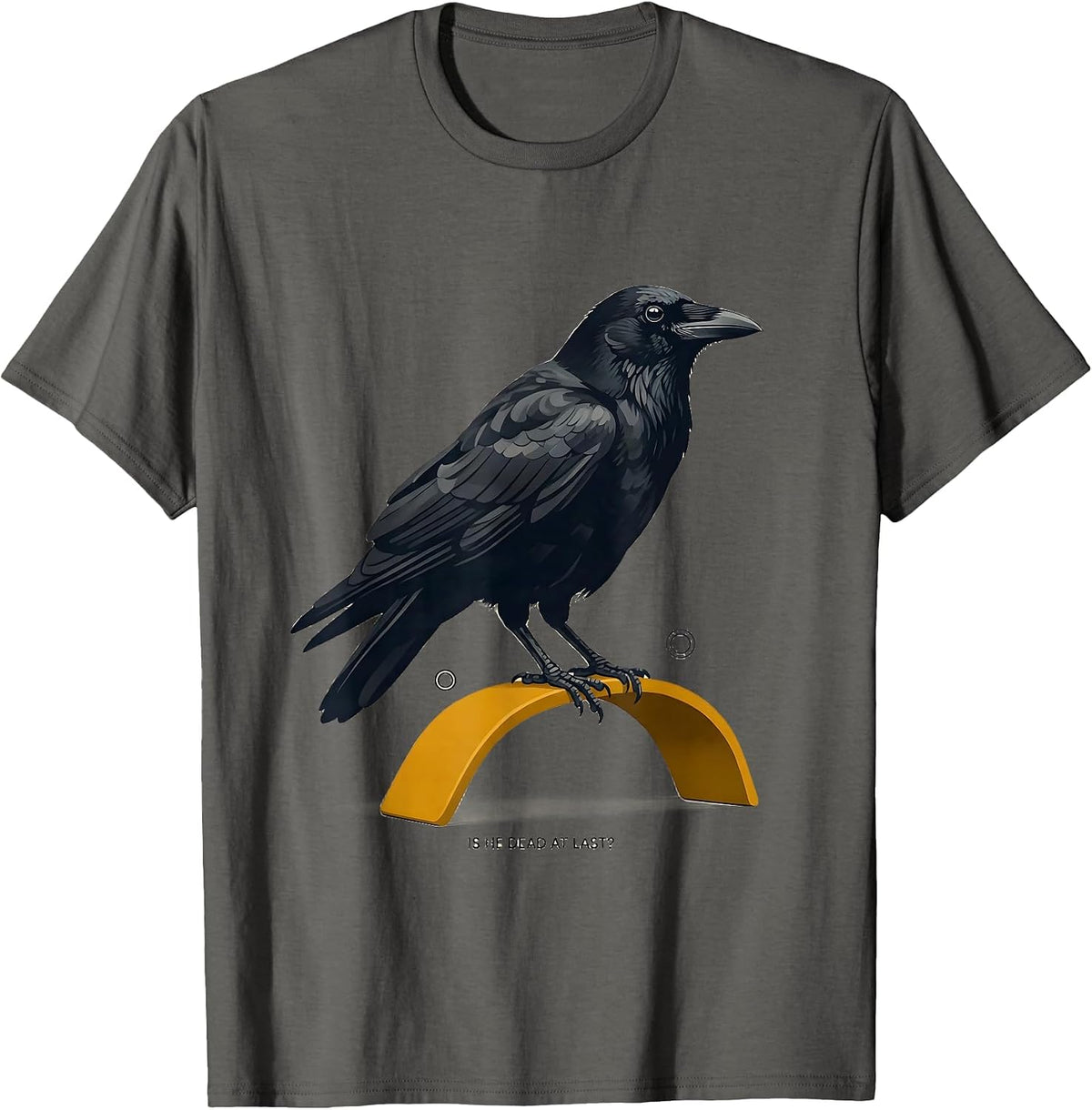 Men's Is He Dead At Last Dark Humor Crow Raven Gothic T-Shirt - Asphalt Grey