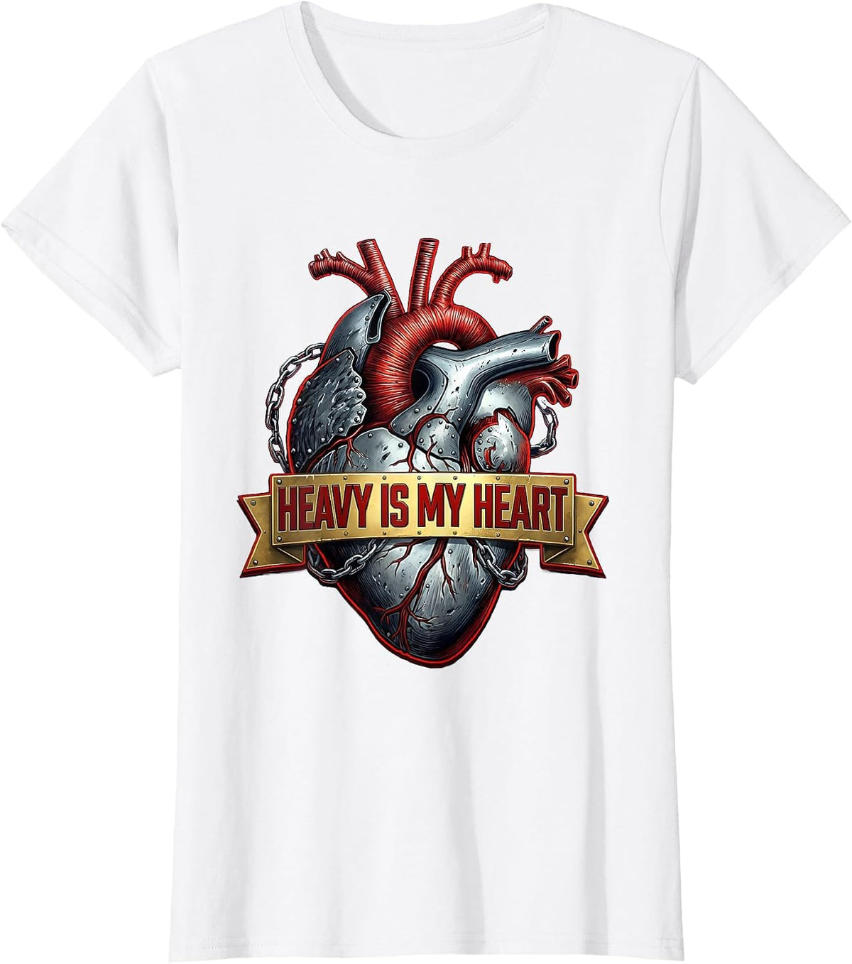 Heavy Is My Heart Heavy Metal Graphic Design T-Shirt - White