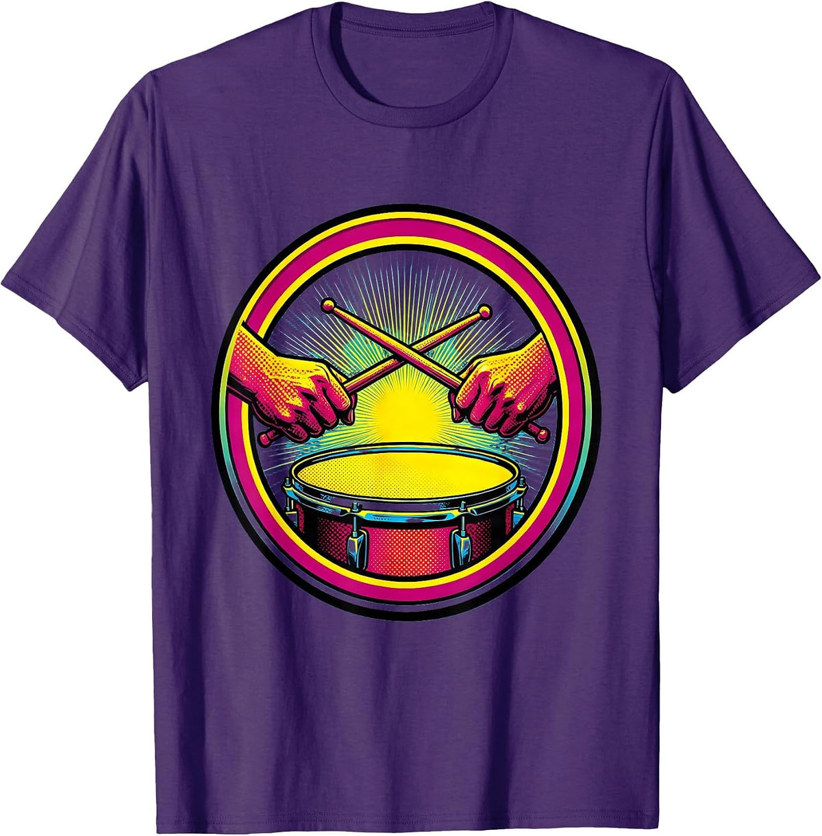 Drummer Hands Snare Drum Grip Illustration T-Shirt - Purple