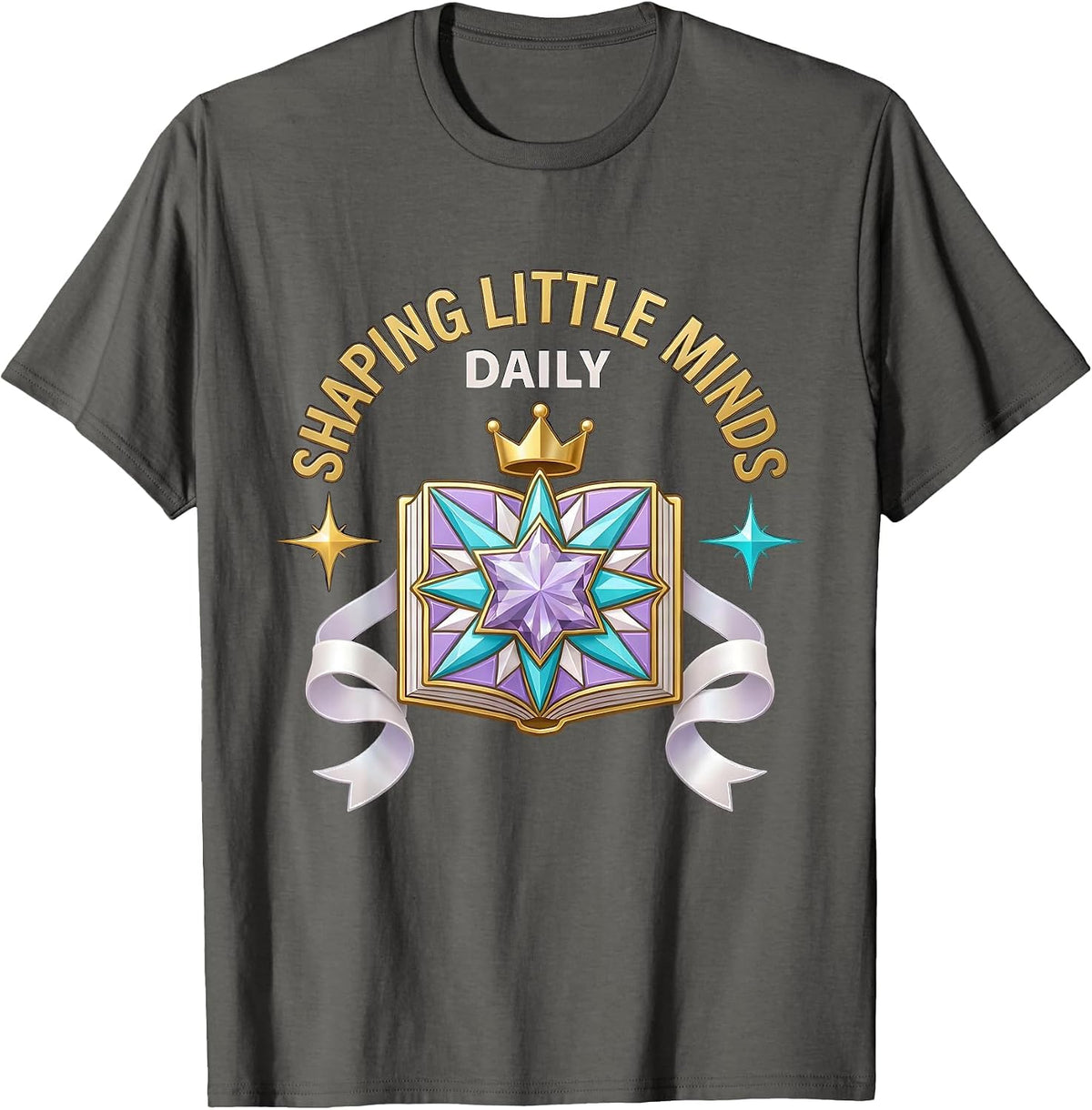 Men's Shaping Little Minds Daily First Grade Teacher T-Shirt - Asphalt Grey