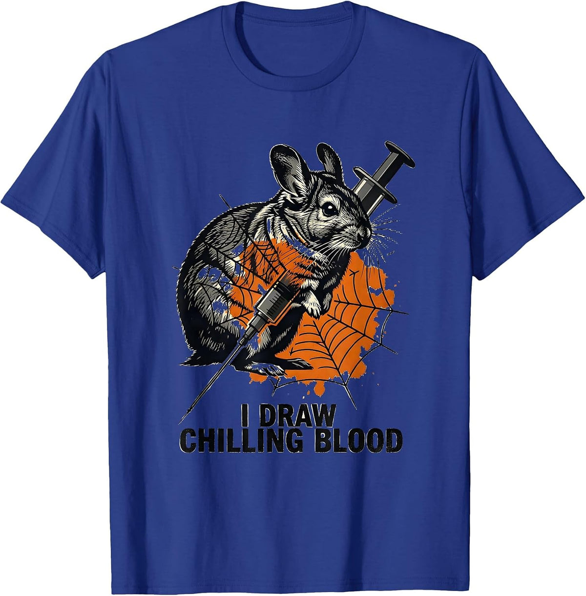 Men's I Draw Chilling Blood Funny Vet Tech Halloween Workplace T-Shirt - Royal Blue
