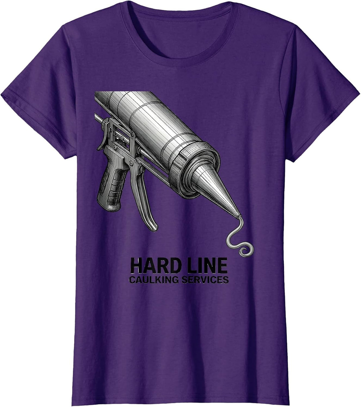 Women's Hard Line Caulking Services Funny Adult Humor Construction T-Shirt - Purple