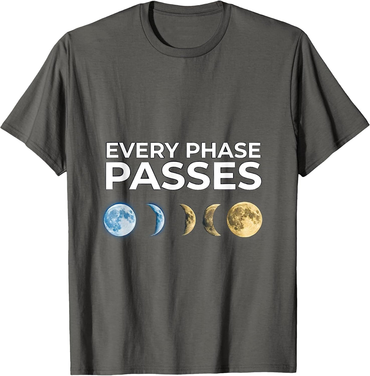 Men's Every Phase Passes Cosmic Moon Phases Astronomy Celestial T-Shirt - Asphalt Grey