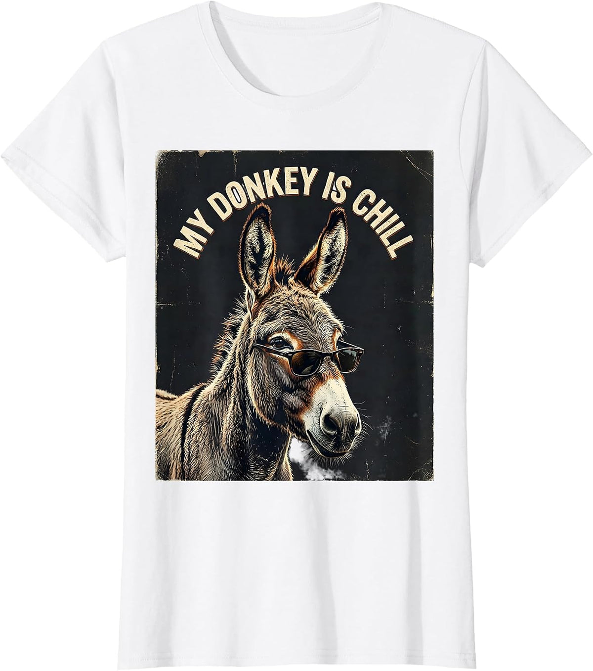 Women's My Donkey Is Chill Vintage Funny Animal Lover Humor T-Shirt - White