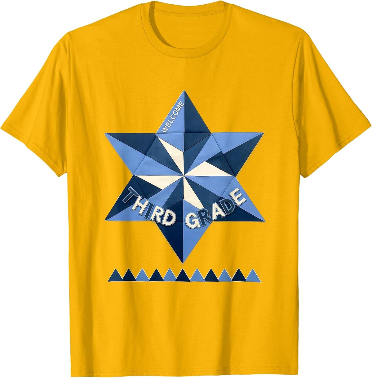 Welcome, Third Grade Quilt Block Patchwork Back To School T-Shirt - Golden Yellow